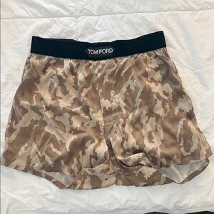 Tom Ford Brown & Beige Camo Satin Boxer Shorts